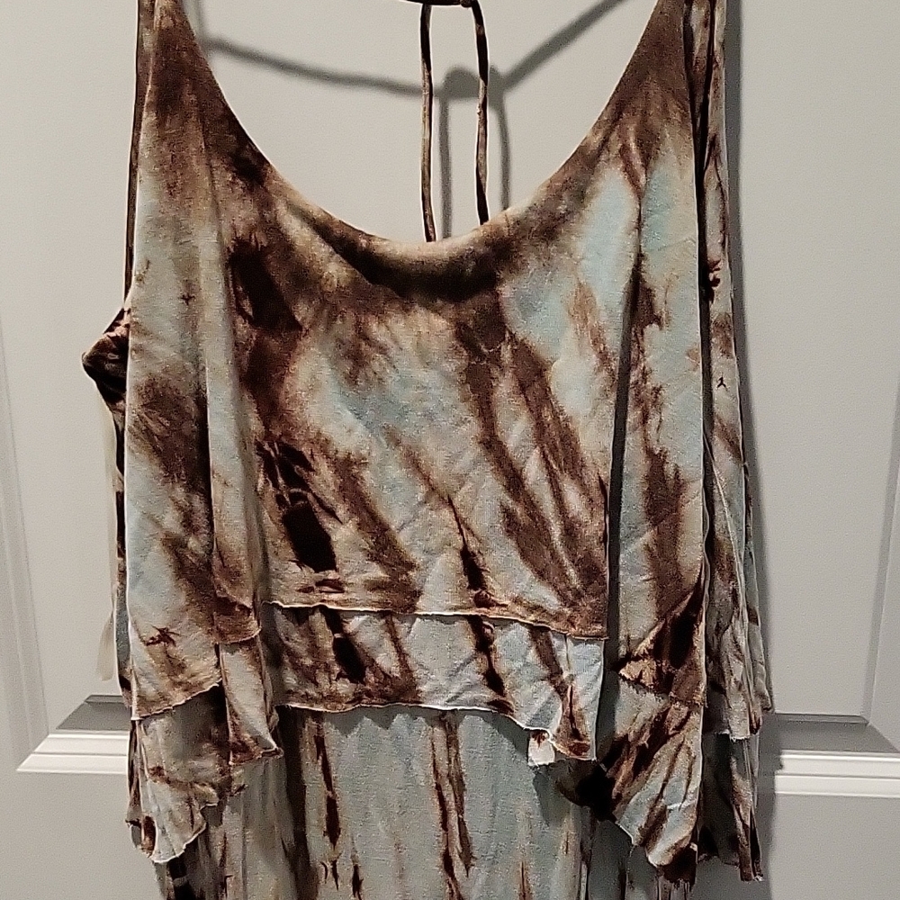 Romeo & Juliet Couture Brown and Cream Maxi Dress - Picture 5 of 6